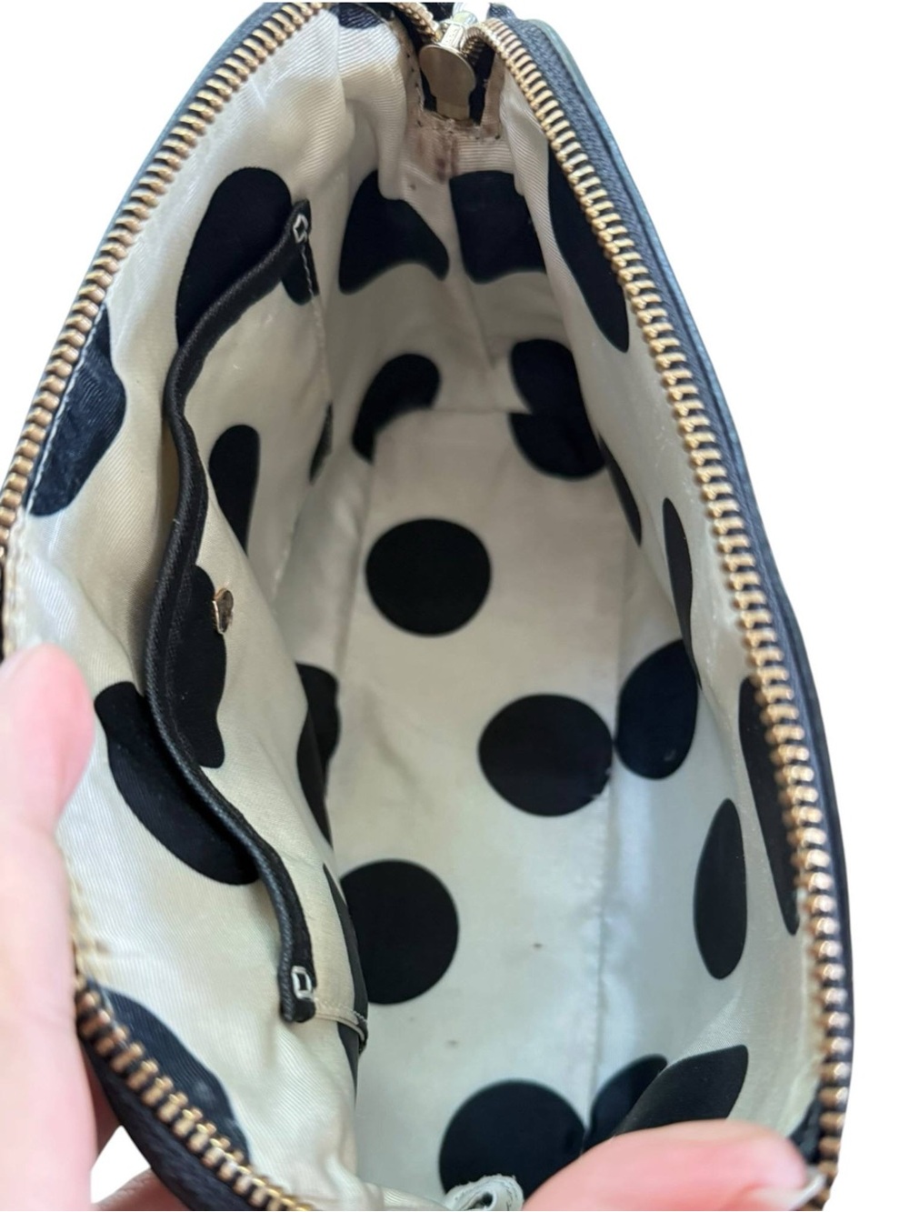 Kate Spade New York Black Textured Crossbody Bag Polka Dot - Picture 5 of 12